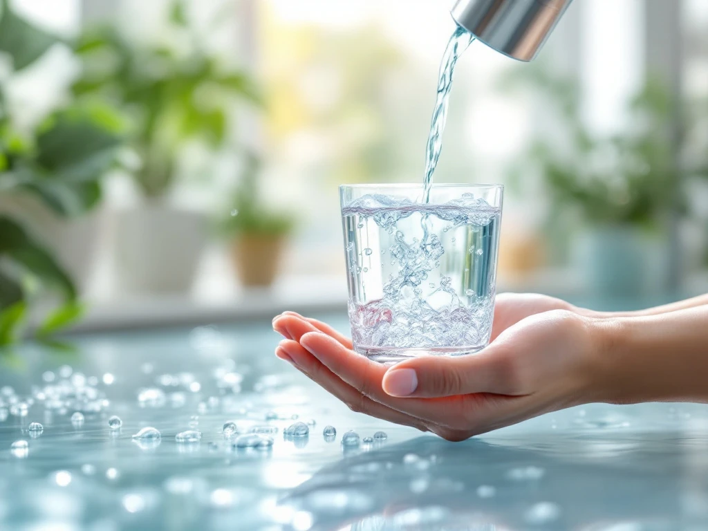 Glazen oppervlak wordt gereinigd door waterdruppels, met milieuvriendelijke achtergrond en groene accenten. Stralend en puur.