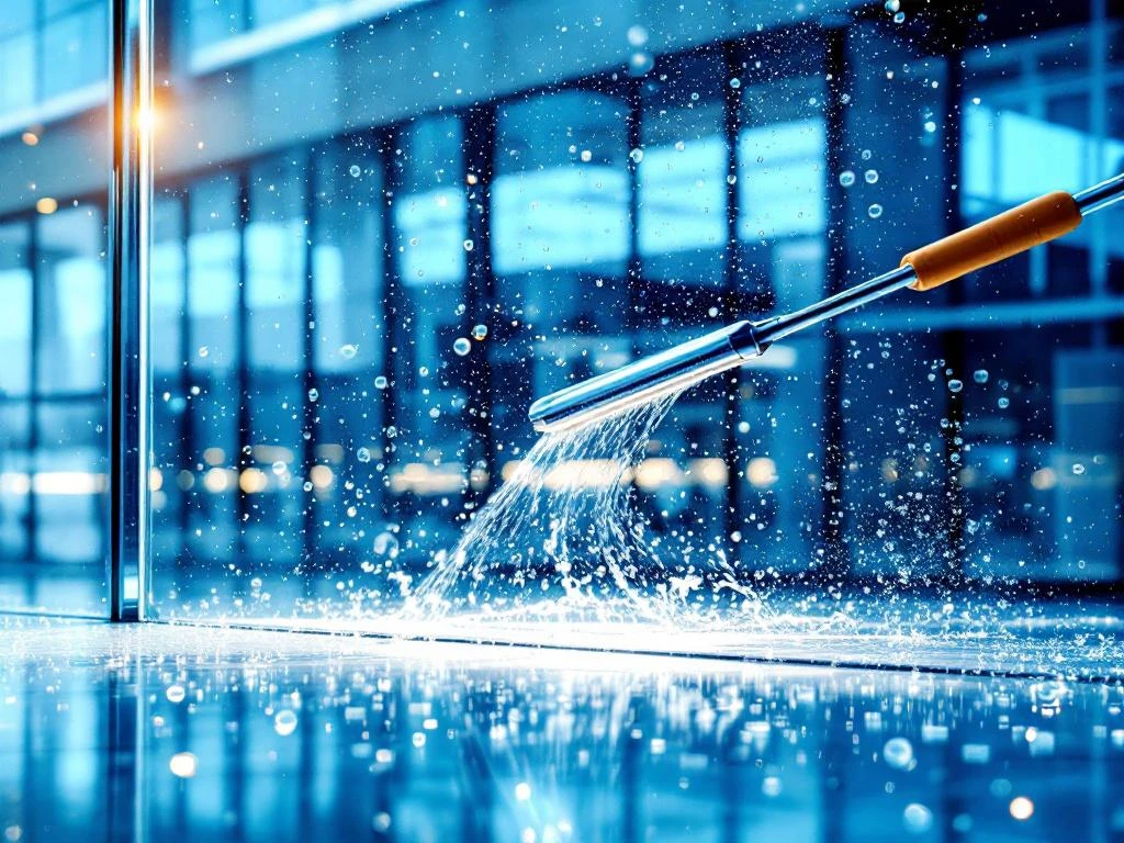 professionele-ramenreiniging-osmose-resultaat.jpg Kristalhelder raam zonder strepen met regenboogeffect van waterdruppels, professionele glazenwasservice zichtbaar