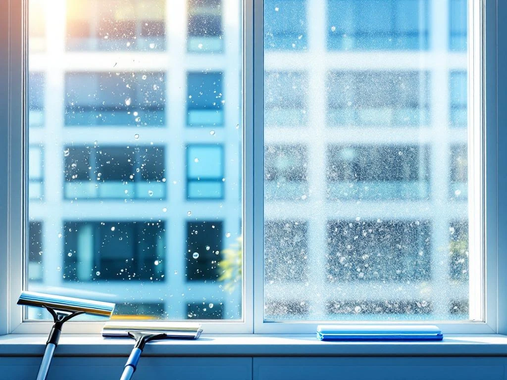 Professionele ramenreiniging vergelijking: links waterstrepen van kraanwater, rechts streepvrij resultaat van osmosewater